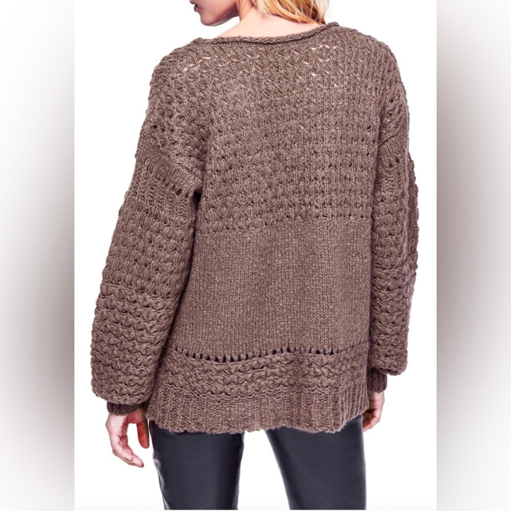 Free People Crashing Waves Pullover Sweater - Cocoa - M - Picture 5 of 9